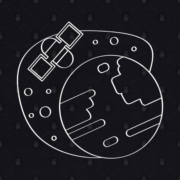 Satellite And Earth Minimalist Line Art by HappyGiftArt